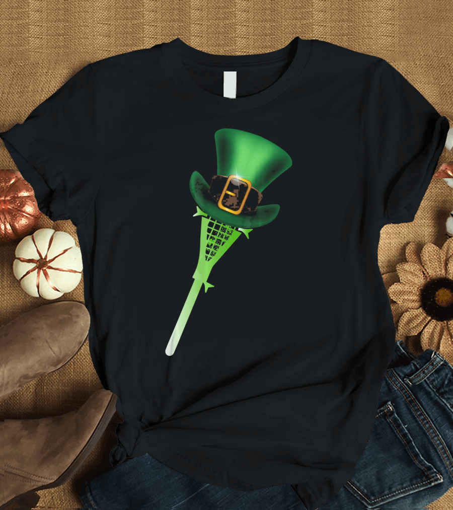 Leprechaun Shamrock Lacrosse Hat St Patricks T-Shirt