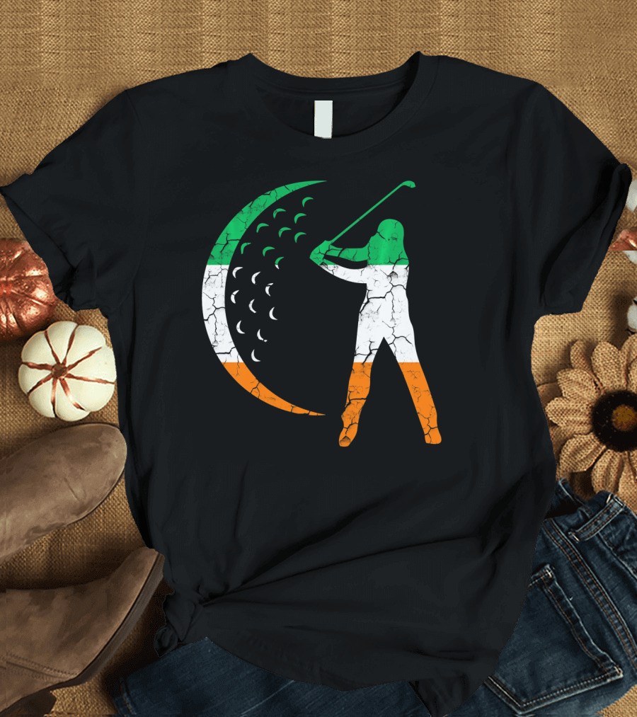 Irish Golf Swing with Ireland Flag Colors T-Shirt