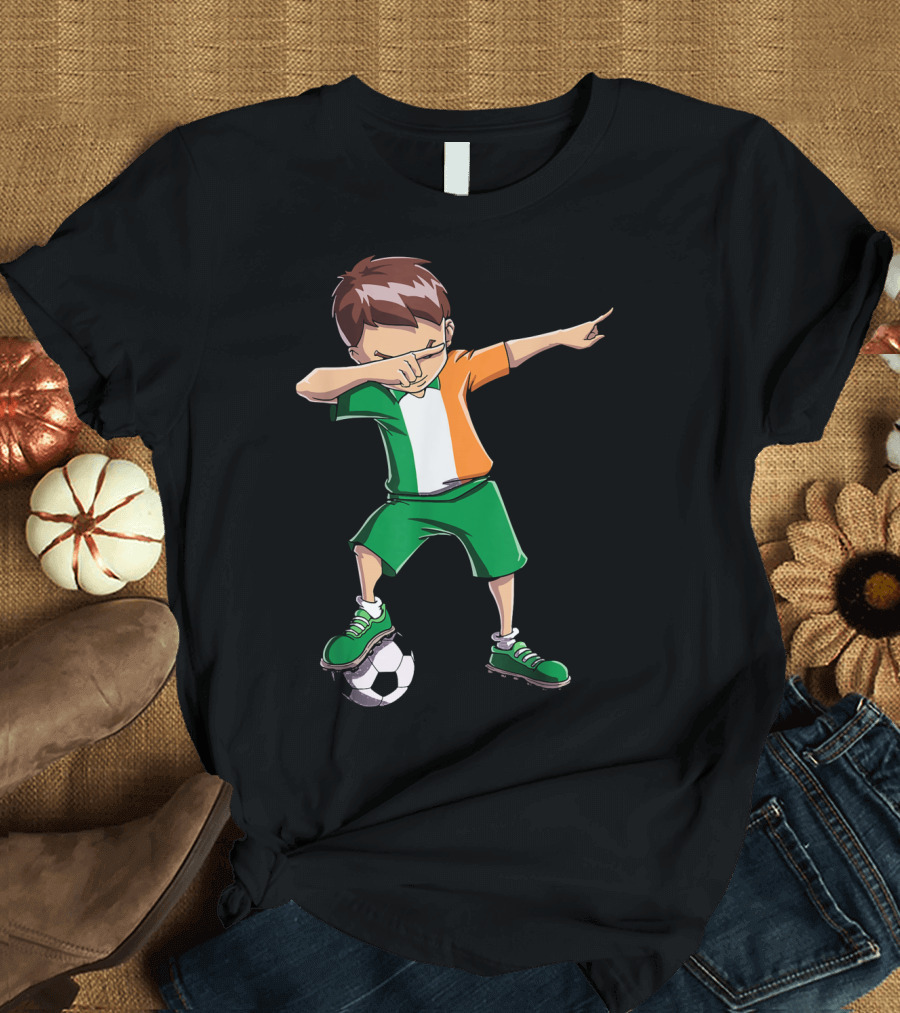 Ireland Soccer Dabbing Boy Football Player T-Shirt
