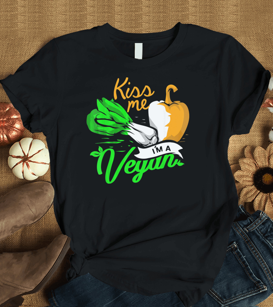 Kiss Me I'm A Vegan St. Patrick's Day Bell Pepper and Green Onions T-Shirt