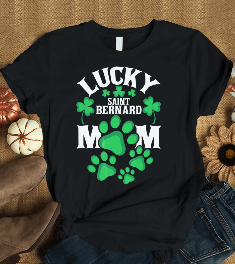 Lucky Saint Bernard Mom St. Patrick's Day T-Shirt