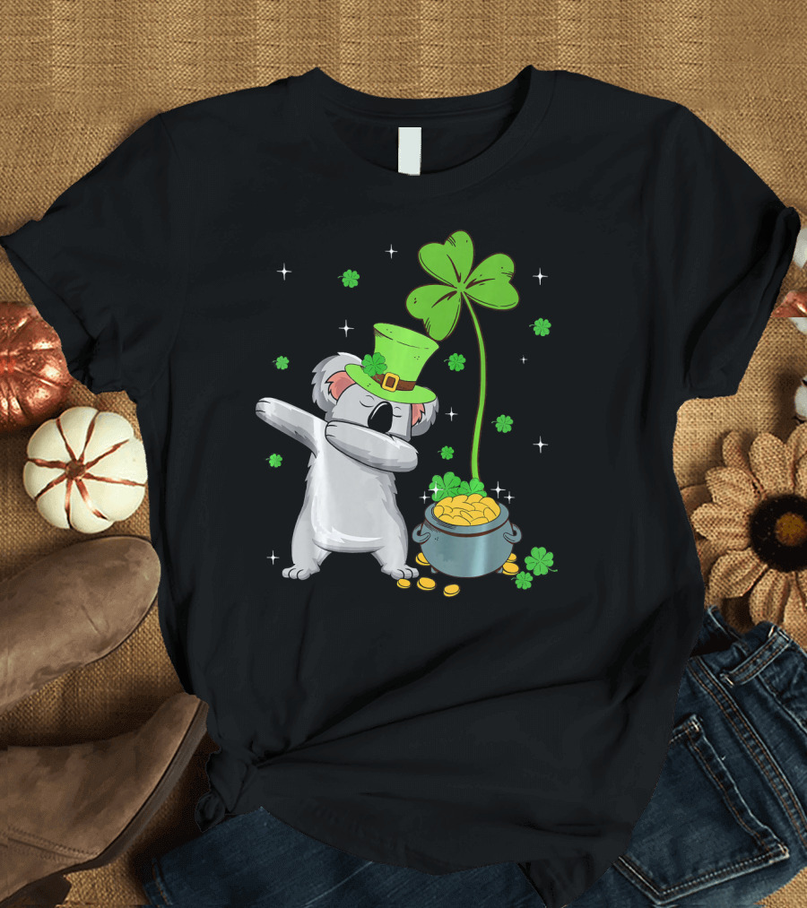 Shamrock Leprechaun Koala Pot of Gold St Patricks T-Shirt