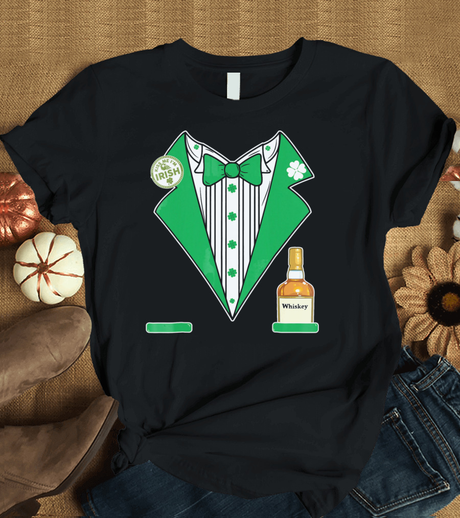 Kiss Me I'm Irish St. Patrick's Day Tuxedo with Whiskey Bottle and Shamrock T-Shirt