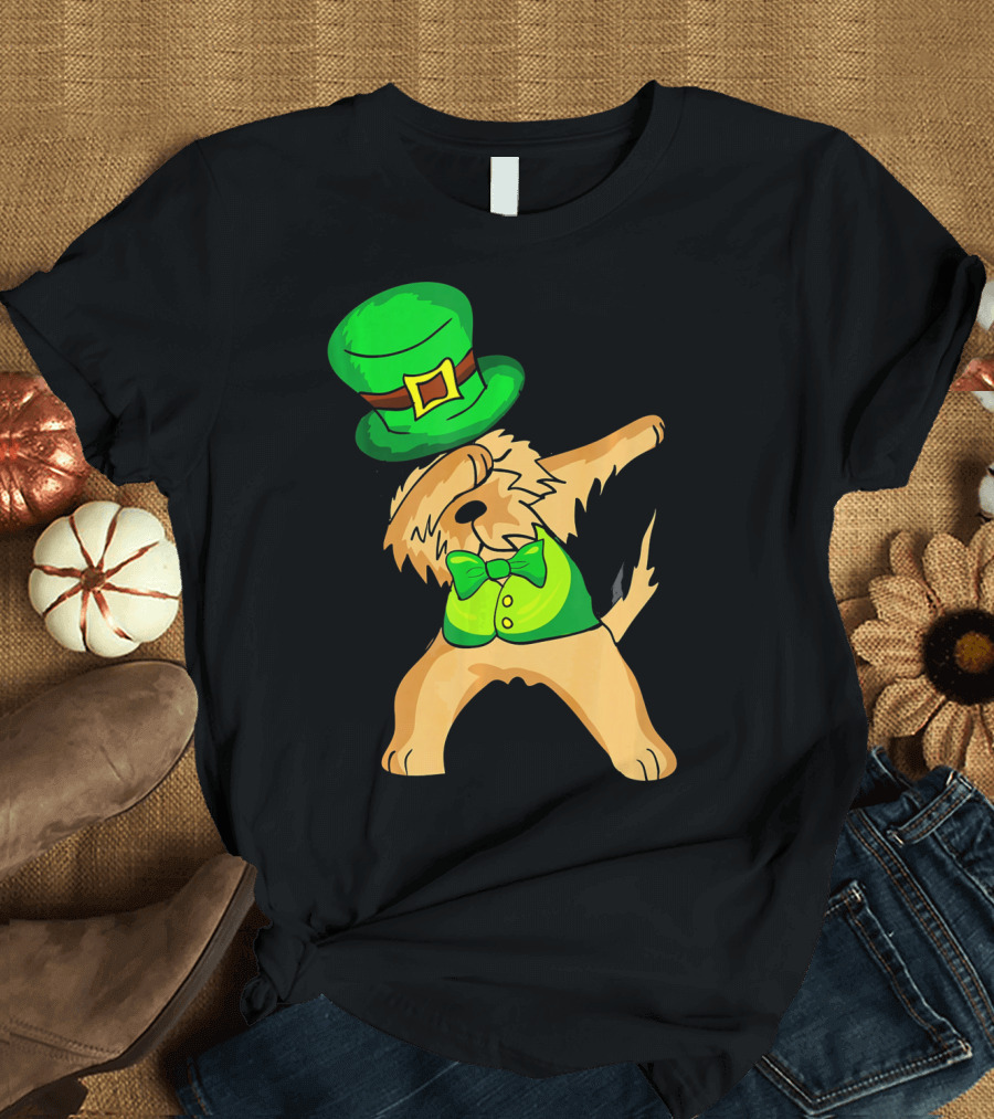 Dabbing Leprechaun Kids Irish Terrier St. Patrick's Day Dog Bow Tie T-Shirt