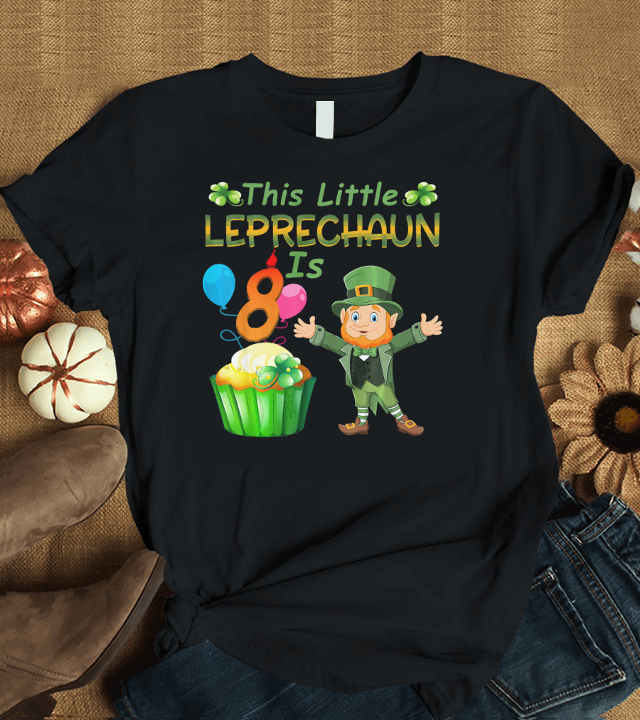 This Little Leprechaun Is 8 Birthday Cupcake Balloons T-Shirt