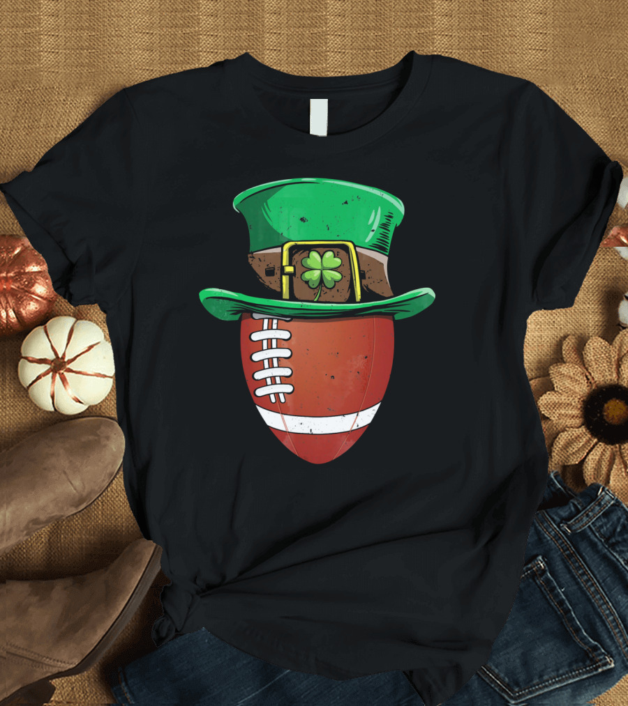 Leprechaun Hat Shamrock American Football Ball T-Shirt