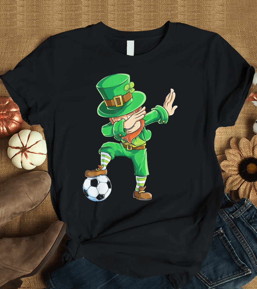 Dabbing Leprechaun Soccer Ball St Patricks Day T-Shirt