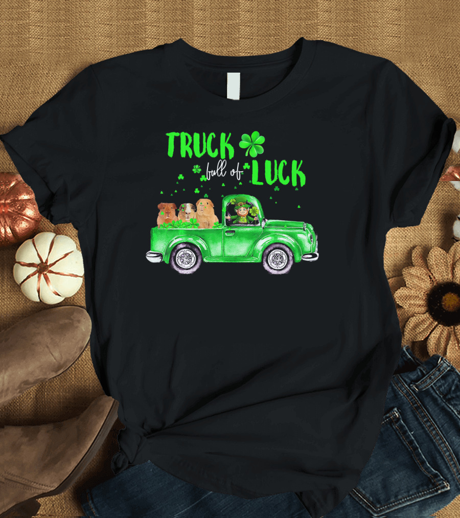 Truck Full of Luck Green Pick-Up with Guinea Pigs and Leprechaun T-Shirt