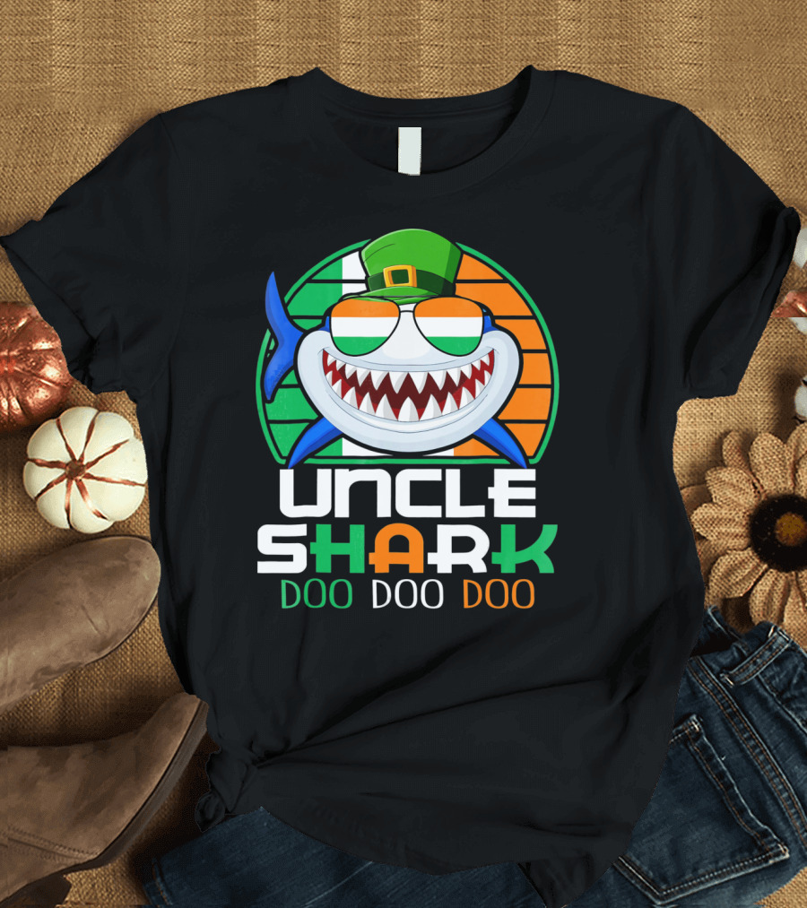 Uncle Shark Doo Doo Doo Funny St. Patrick's Day Irish Hat and Colors T-Shirt