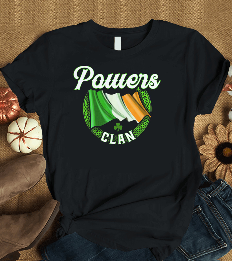 Powers Clan Irish Flag Celtic Knot Shamrock T-Shirt