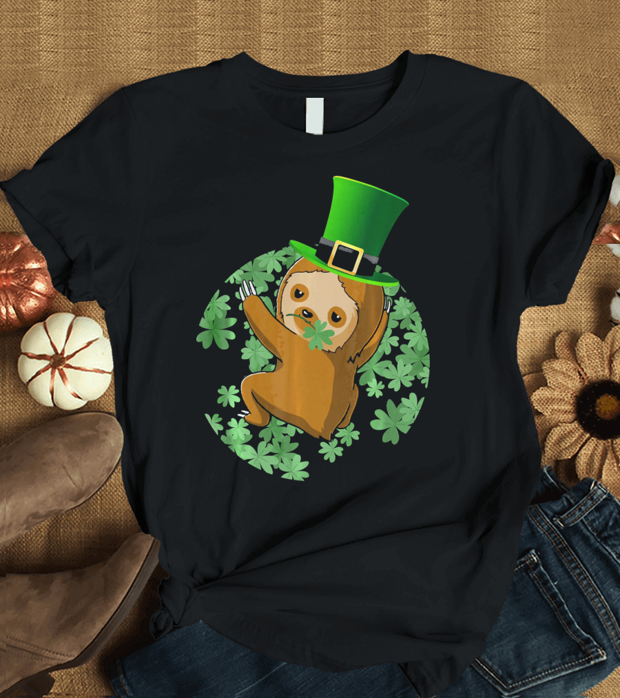 Leprechaun Hat Sloth Shamrock T-Shirt