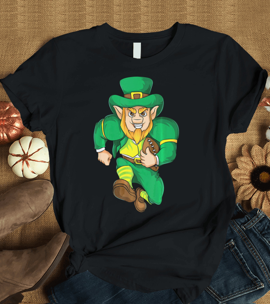 Irish Football Leprechaun St Patricks Running with Ball T-Shirt