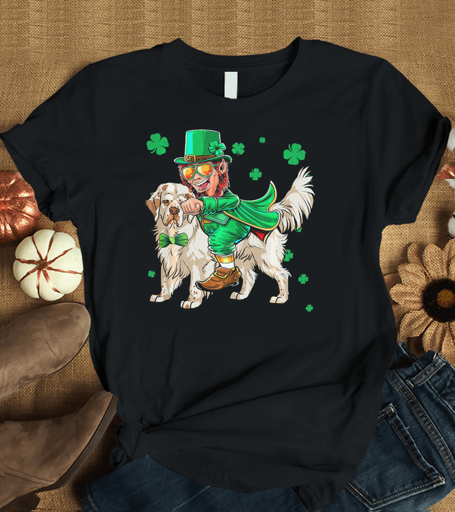 Leprechaun Clumber Spaniel Shamrock St. Patrick's Day T-Shirt