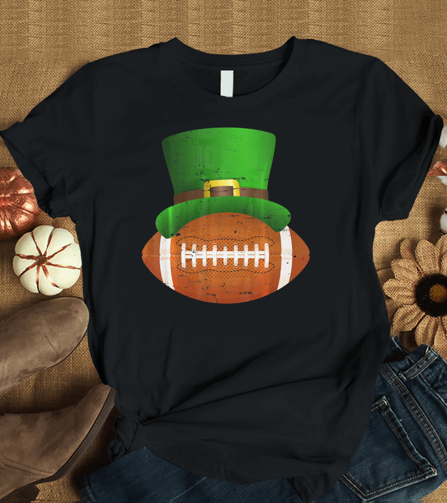 Funny St Patricks Leprechaun Football Hat Luck T-Shirt