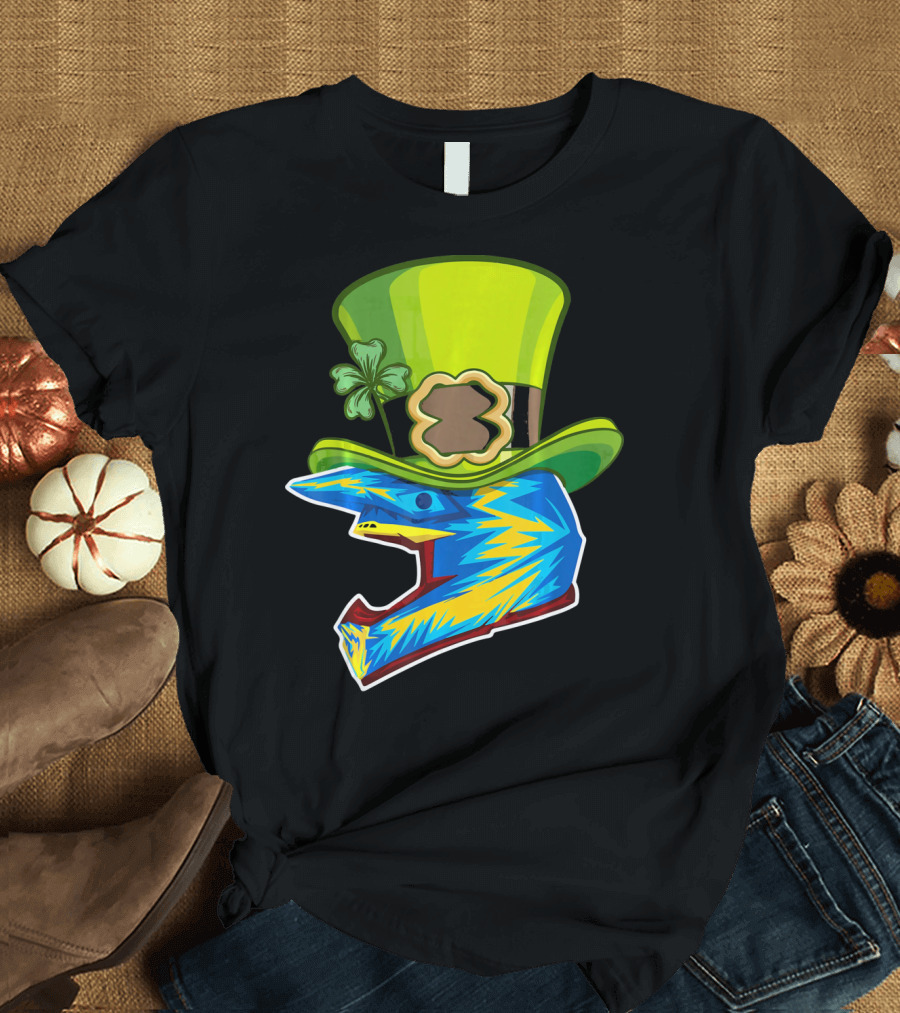 Motocross Leprechaun Shamrock Helmet T-Shirt