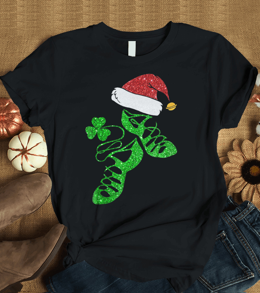 Santa Hat Irish Dance Shoes with Shamrock T-Shirt
