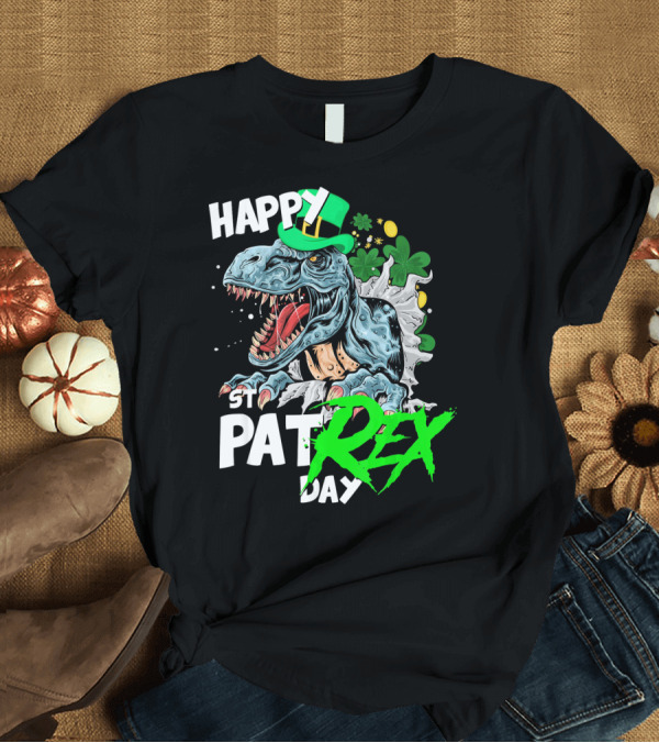 T-Shirt: St Patricks Day Rex Happy Pat with Leprechaun Hat and Shamrocks T-Shirt St Patricks Day Rex Happy Pat with Leprechaun Hat and Shamrocks T-Shirt