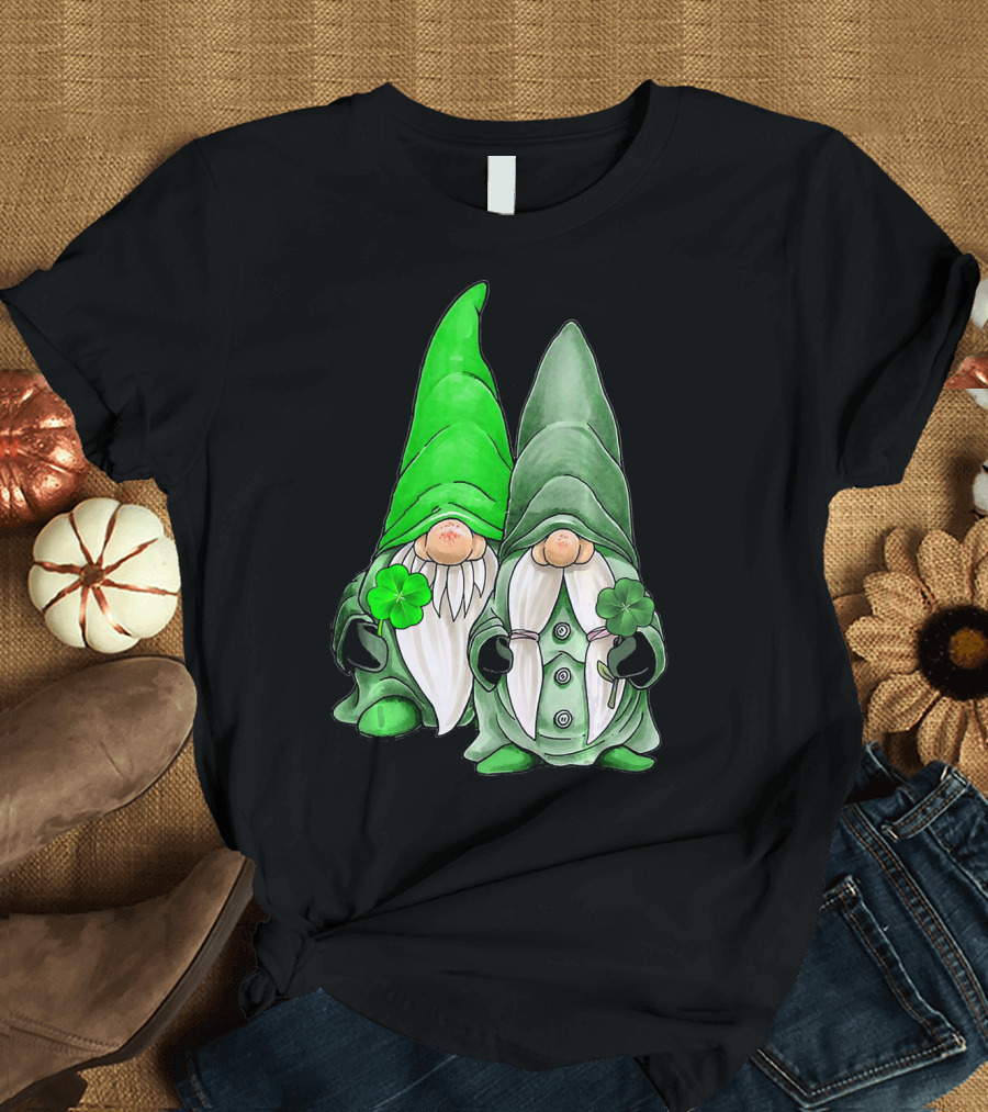 Green Gnomes Tomte Leprechaun Shamrock St. Patrick's Day Duo T-Shirt