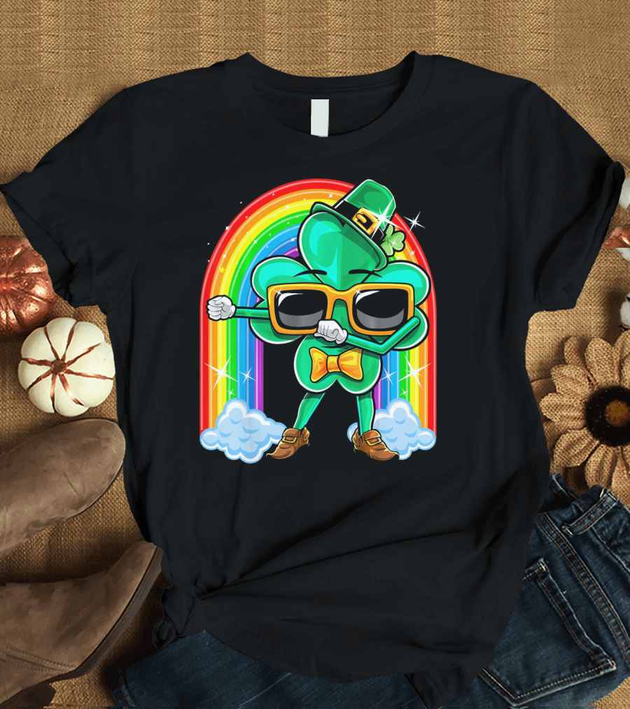 Flossing Shamrock St. Patricks Day Rainbow T-Shirt
