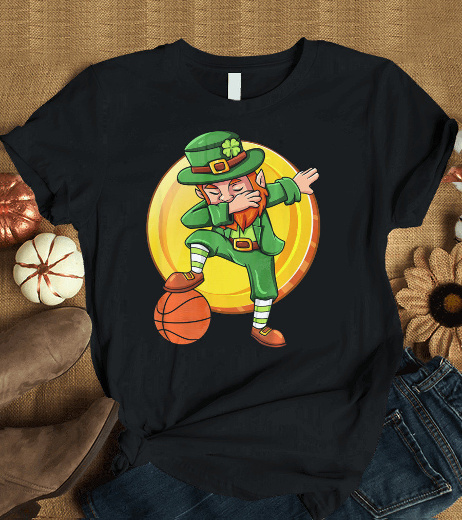 Dabbing Leprechaun Basketball St Patrick Coin T-Shirt