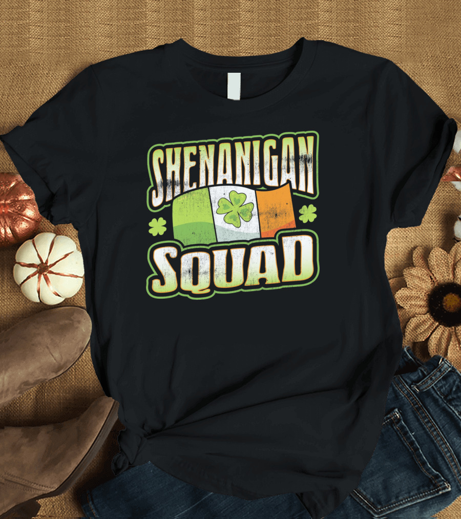 Shenanigan Squad Irish Flag Clover Retro T-Shirt