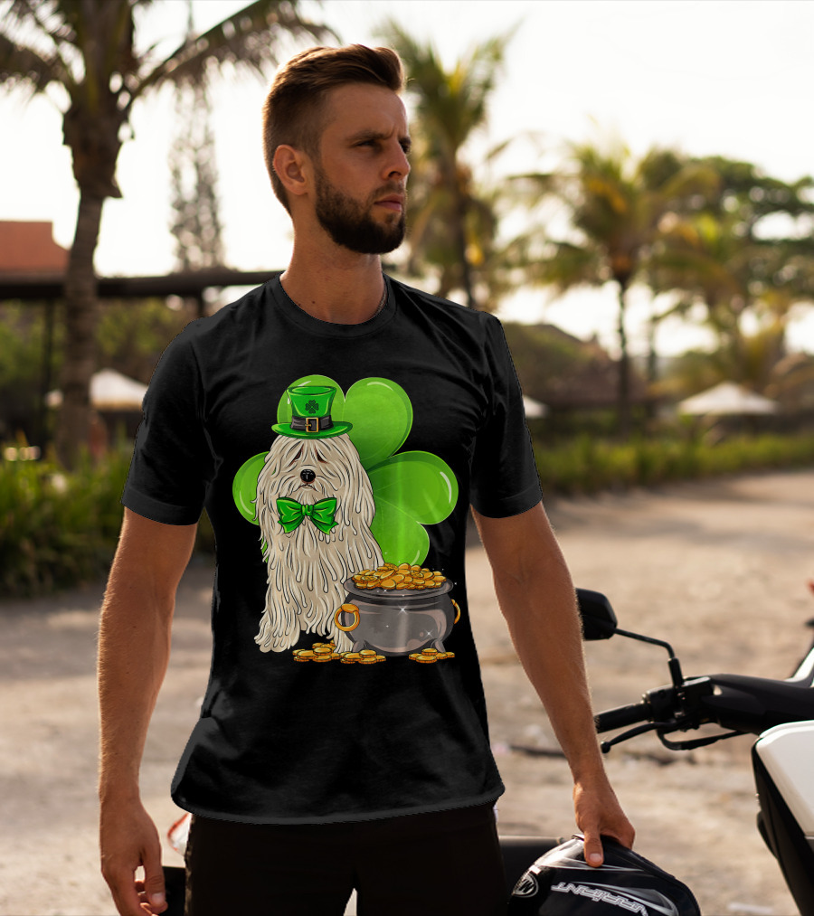 Puli Dog St Patricks Day Leprechaun With Pot Of Gold And Shamrock T-Shirt