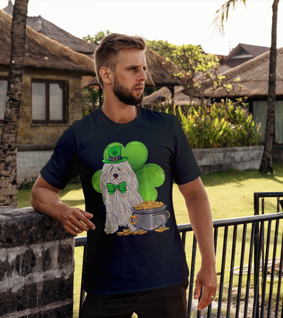 Puli Dog St Patricks Day Leprechaun With Pot Of Gold And Shamrock T-Shirt