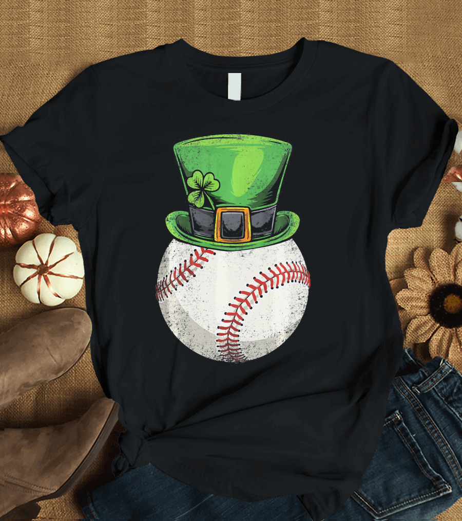 St Patricks Baseball Leprechaun Shamrock Hat T-Shirt