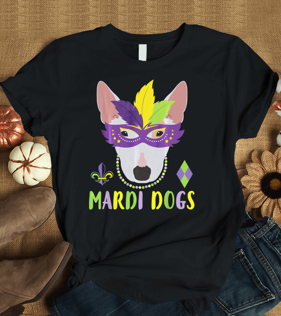 Bull Terrier Mardi Gras Costume Mardi Dogs T-Shirt