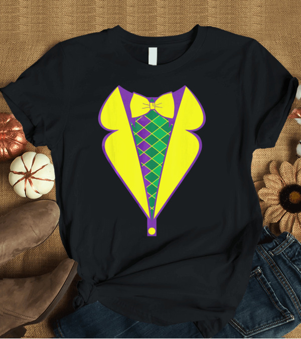 T-Shirt: Mardi Gras Tuxedo Bow Tie Costume T-Shirt Mardi Gras Tuxedo Bow Tie Costume T-Shirt