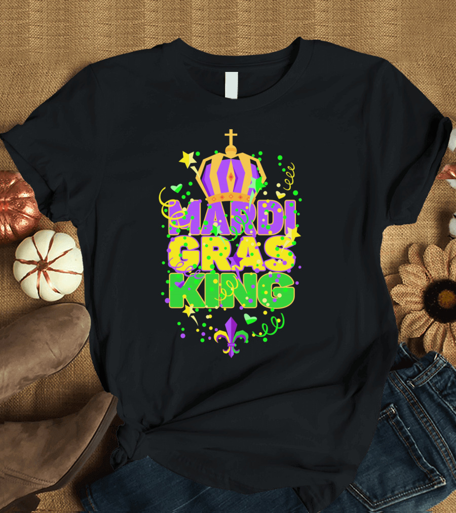 Mardi Gras King Crown Colorful T-Shirt