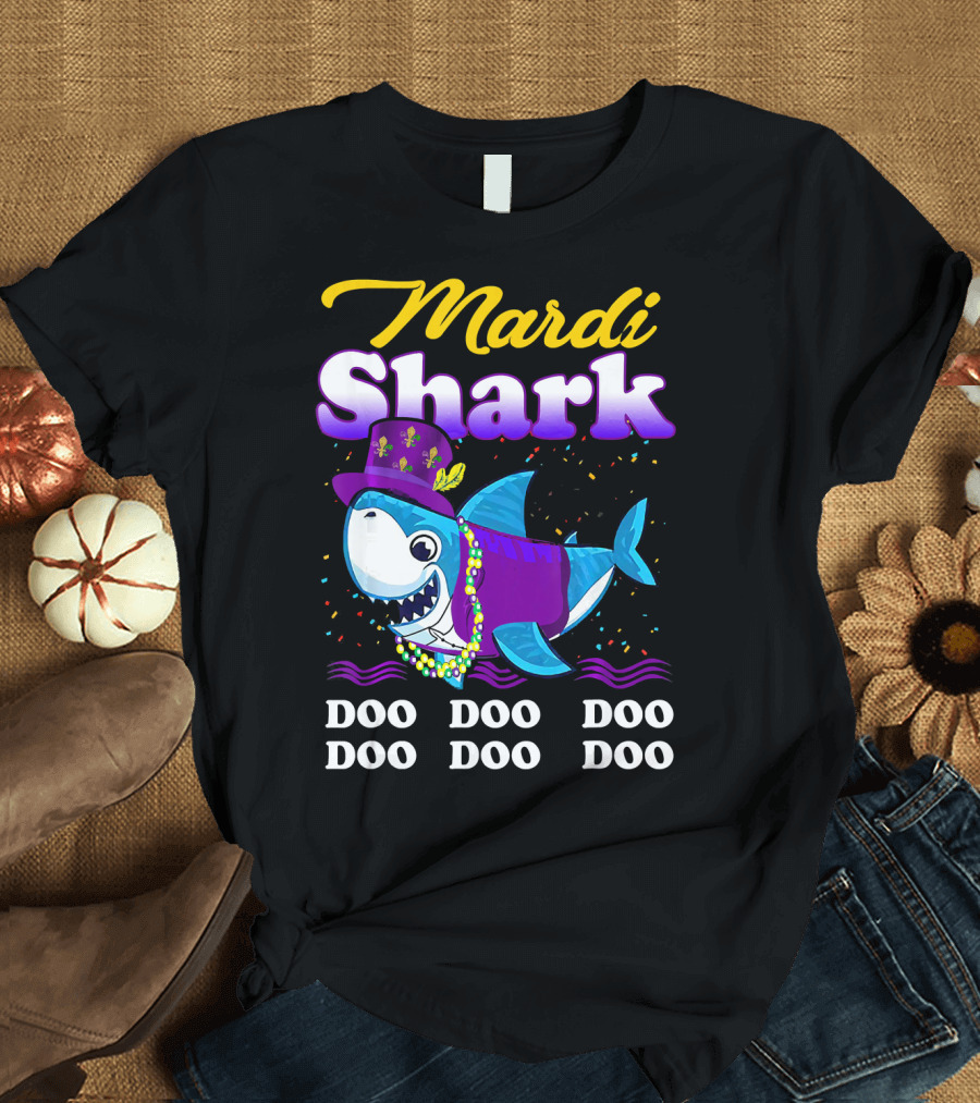 Mardi Shark Doo Doo Doo Doo Funny Mardi Gras T-Shirt