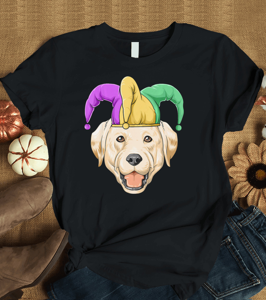 Mardi Gras Labrador in Jester Hat Carnival T-Shirt