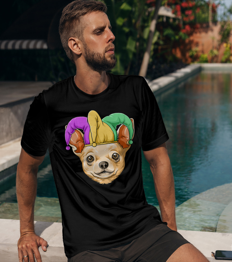 Mardi Gras Chihuahua Jester Hat Festival Carnival Dog T-Shirt