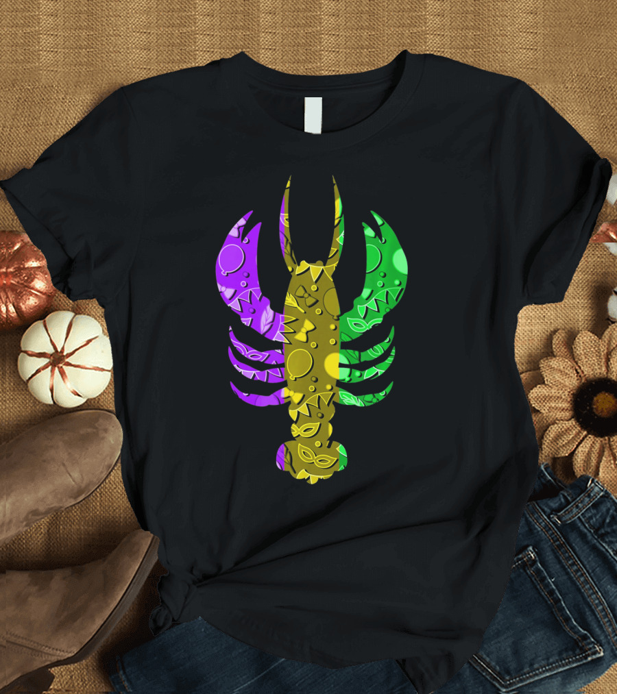 Crawfish Fleur De Lis Mardi Gras T-Shirt