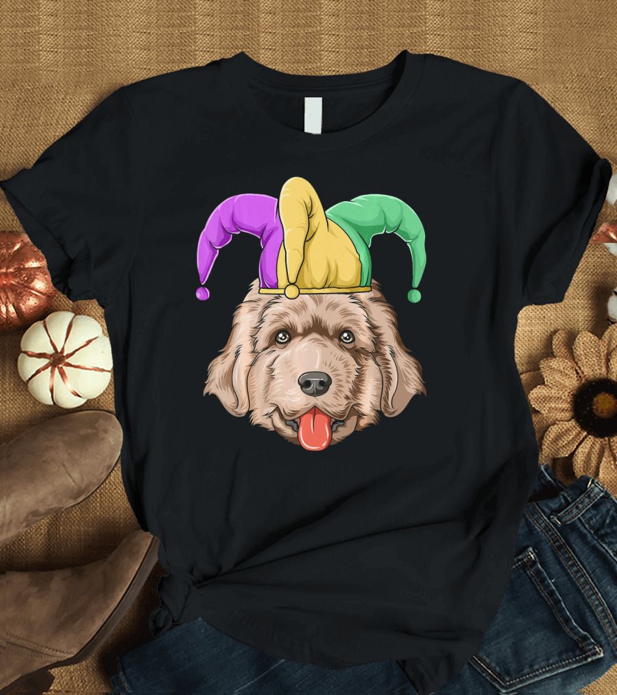 Mardi Gras Jester Newfoundland Dog Hat T-Shirt