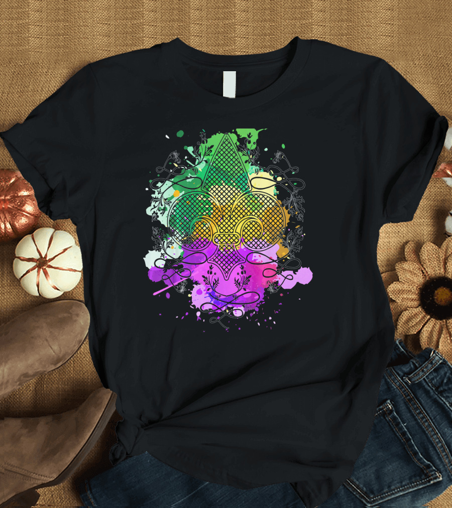 Fleur De Lis Mardi Gras Carnival Colors T-Shirt