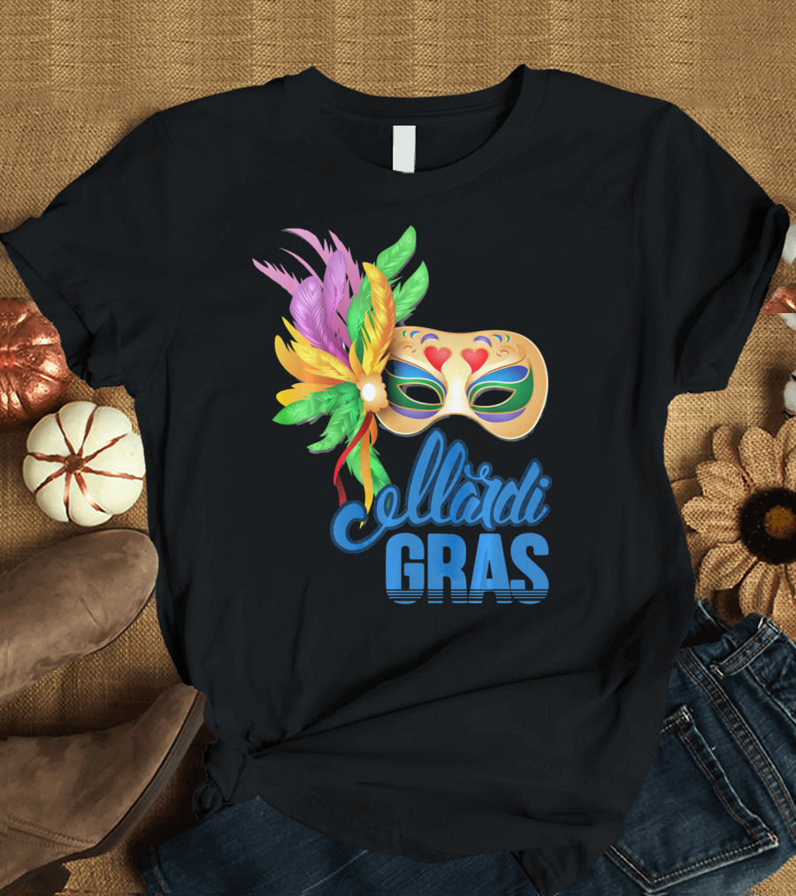 Mardi Gras Mask Colorful Feathers T-Shirt