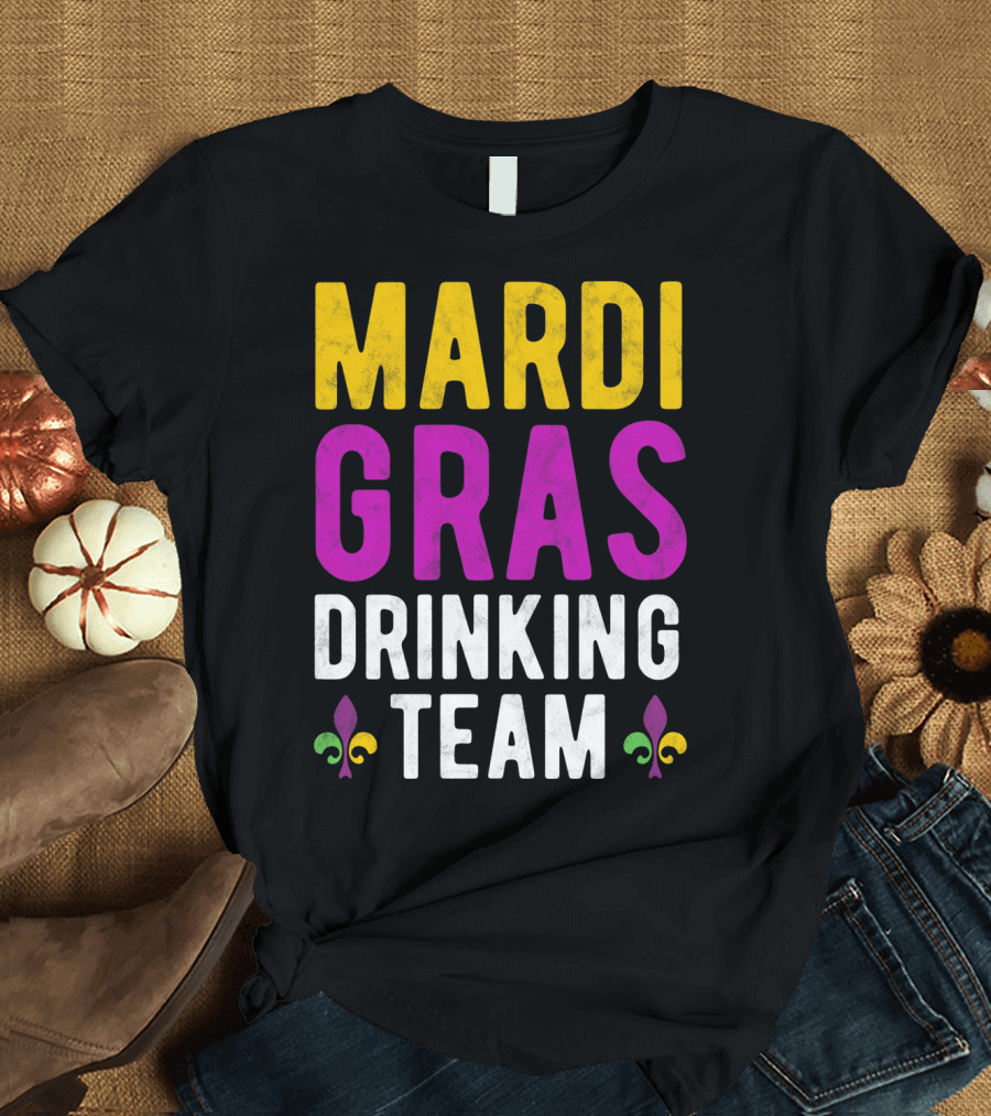 Mardi Gras Drinking Team New Orleans Fleur-de-Lis T-Shirt