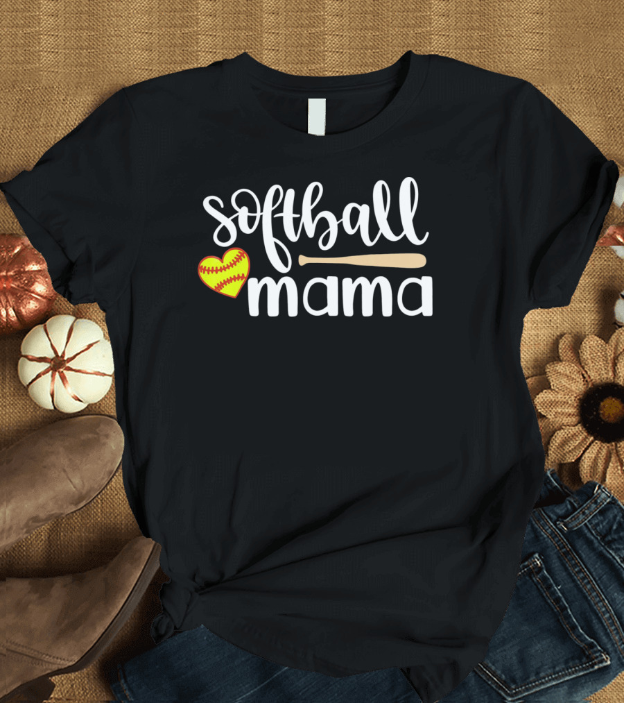 Softball Mama Heart and Bat T-Shirt