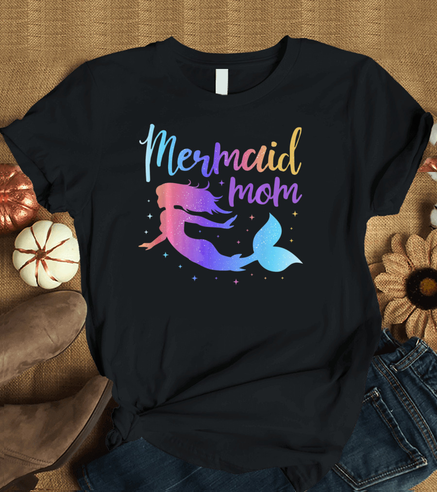 Mermaid Mom Gradient Silhouette for Bachelorette Party T-Shirt
