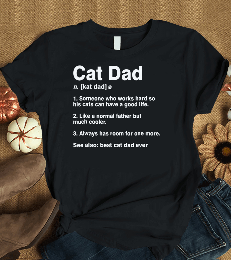 Cat Dad Funny Definition Best Ever T-Shirt