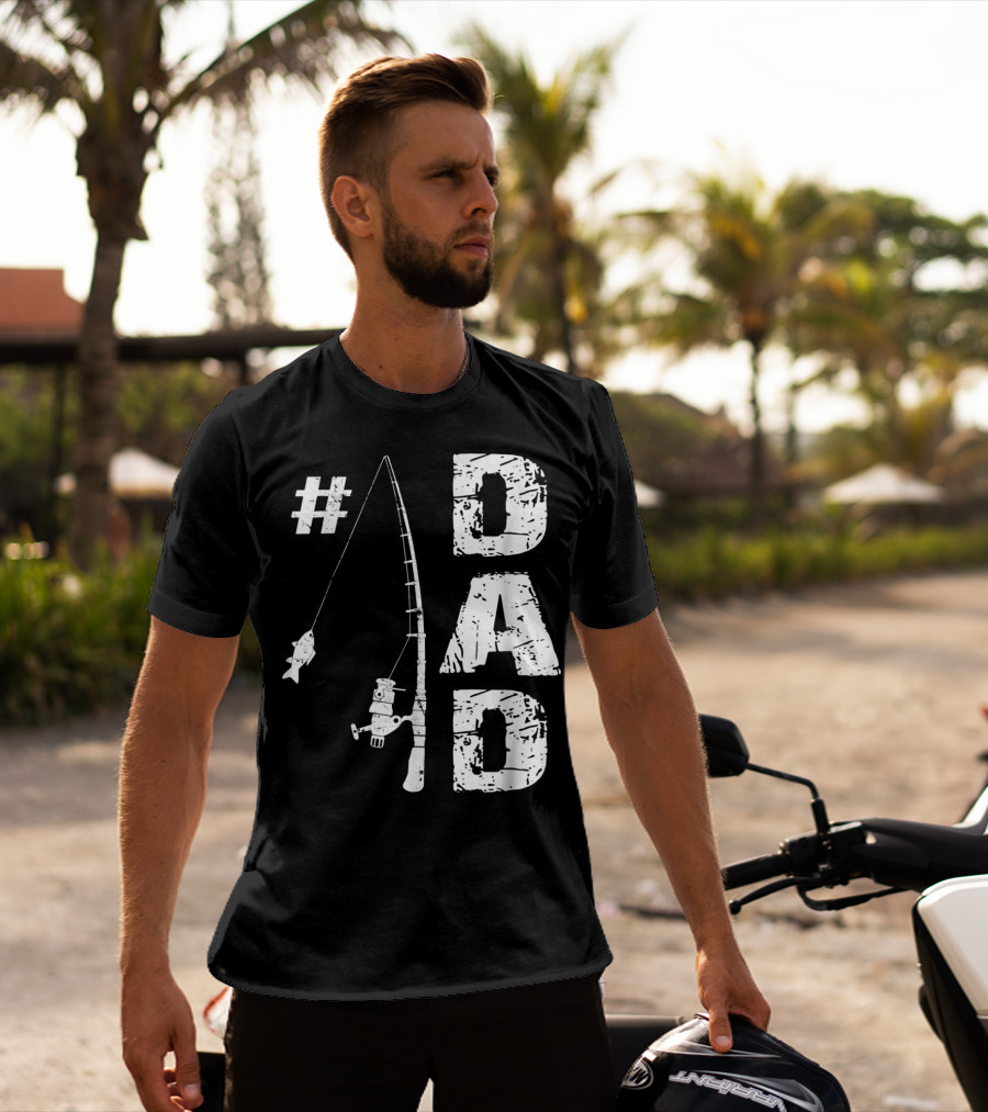 1 Dad Fishing Rod Catching Fish T-Shirt