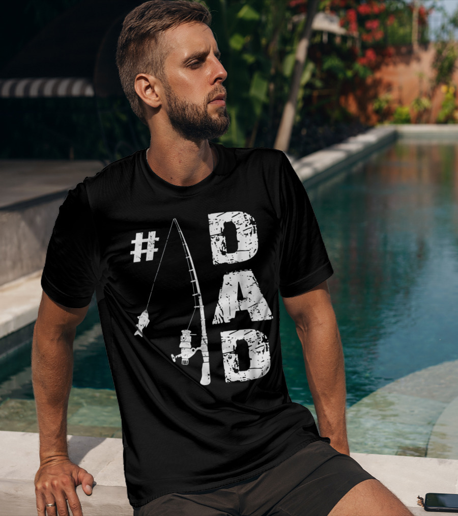 1 Dad Fishing Rod Catching Fish T-Shirt