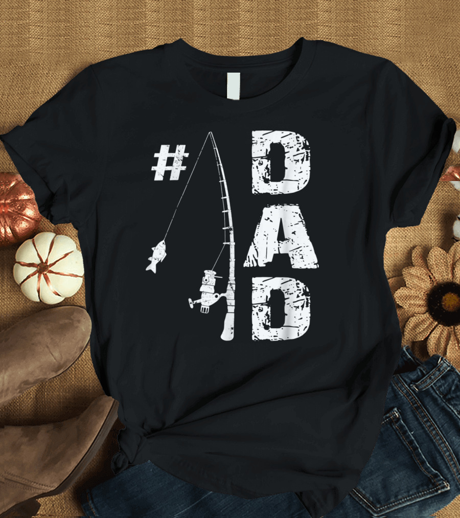 1 Dad Fishing Rod Catching Fish T-Shirt