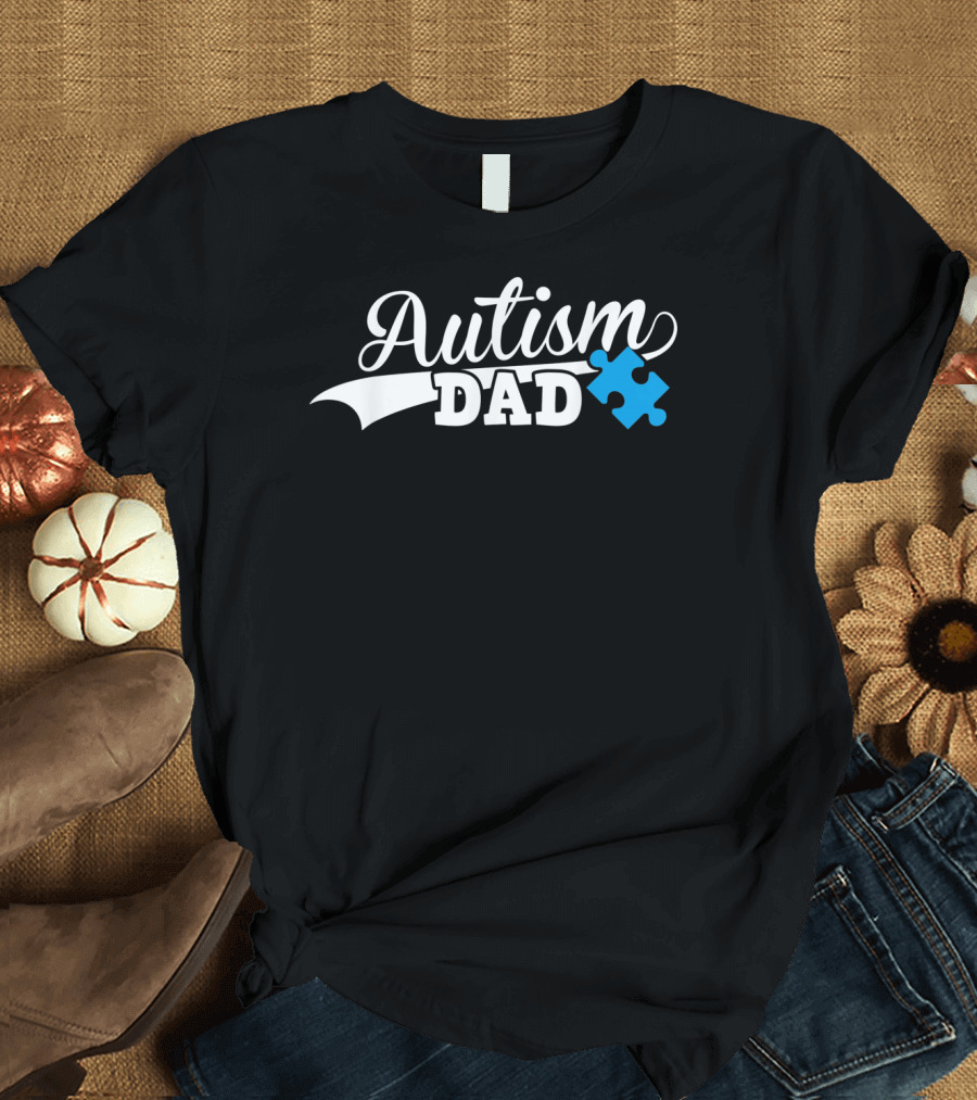 Autism Dad Awareness Puzzle Piece Support T-Shirt