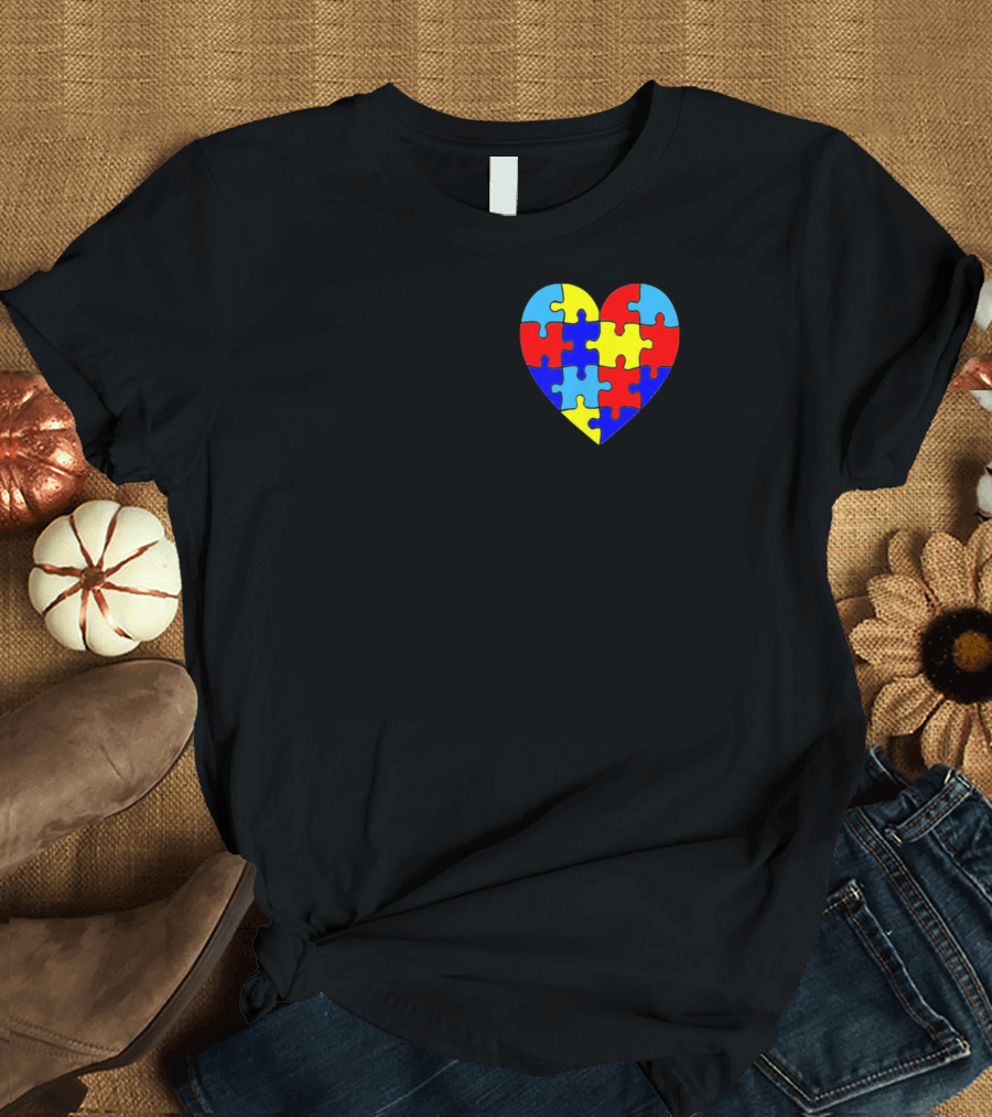 Autism Awareness Heart Love Parent Puzzle T-Shirt
