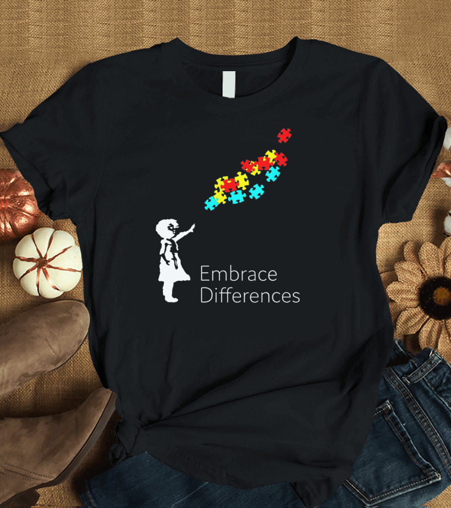 Embrace Differences Autism Puzzle Piece Awareness T-Shirt