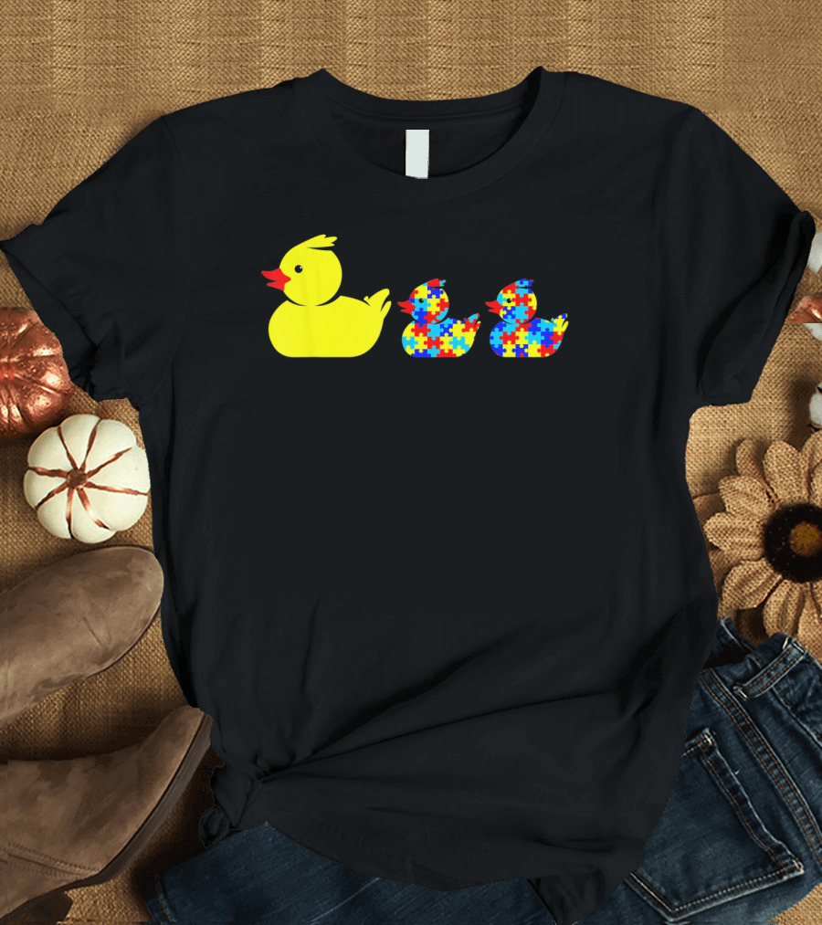 Duck Autism Awareness Puzzle Pattern Ducks T-Shirt
