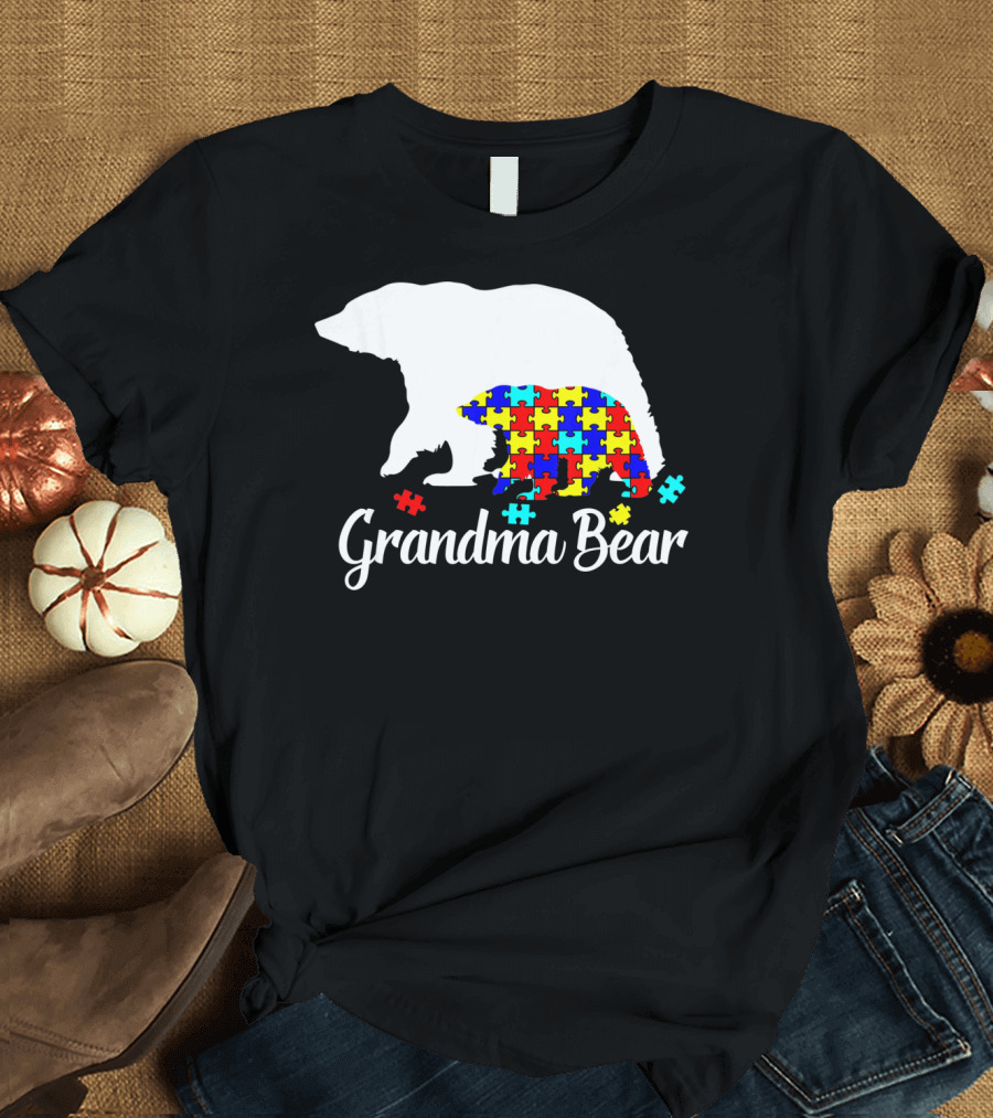 Grandma Bear Puzzle Autism Awareness Iconic T-Shirt